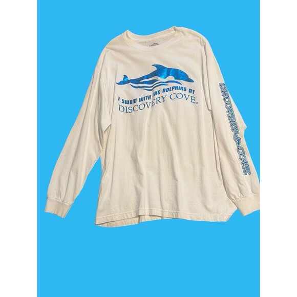I Swam With The Dolphins at Discovery Cove Orlando Long Sleeve White T- Shirt XL - Picture 4 of 7